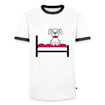 Chien Sur Le Lit Détendu Dormir Chambre Mignon - T-shirt contrasté Homme - blanc/noir - Devant - AI Model Female 172 light (172cm) & AI Model Male 178 dark (178cm)