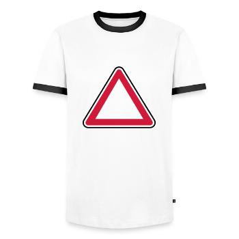 Attention panel - Men's Ringer Shirt - white/black - Front - AI Model Female 172 light (172cm) & AI Model Male 178 dark (178cm)