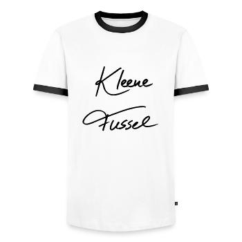 Kleene Fussel - Männer Kontrast-T-Shirt - Weiß/Schwarz - Vorne - AI Model Female 172 light (172cm) & AI Model Male 178 dark (178cm)