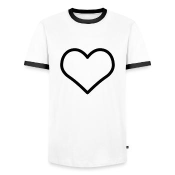 Corazone love heart Herz Liebe amor valentine - Men's Ringer Shirt - white/black - Front - AI Model Female 172 light (172cm) & AI Model Male 178 dark (178cm)