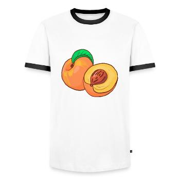 Peaches - Men's Ringer Shirt - white/black - Front - AI Model Female 172 light (172cm) & AI Model Male 178 dark (178cm)