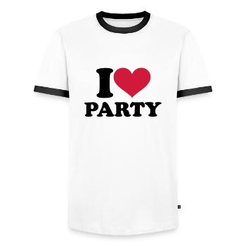 Party - Männer Kontrast-T-Shirt - Weiß/Schwarz - Vorne - AI Model Female 172 light (172cm) & AI Model Male 178 dark (178cm)