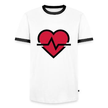 Herzschlag Puls - Männer Kontrast-T-Shirt - Weiß/Schwarz - Vorne - AI Model Female 172 light (172cm) & AI Model Male 178 dark (178cm)