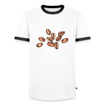 coffee beans - Men's Ringer Shirt - white/black - Front - AI Model Female 172 light (172cm) & AI Model Male 178 dark (178cm)