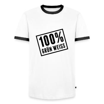 100_gruen_weiss__f1 - T-shirt contrasté Homme - blanc/noir - Devant - AI Model Female 172 light (172cm) & AI Model Male 178 dark (178cm)