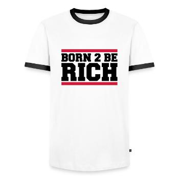 born_2_be_rich_qu2 - T-shirt contrasté Homme - blanc/noir - Devant - AI Model Female 172 light (172cm) & AI Model Male 178 dark (178cm)