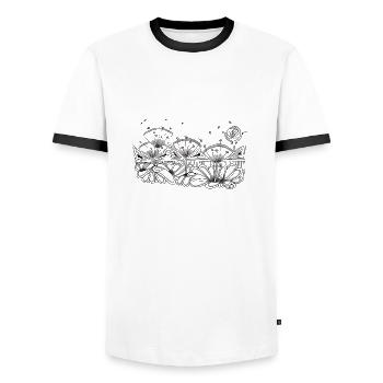 zentangle flowers nr 2 - Men's Ringer Shirt - white/black - Front - AI Model Female 172 light (172cm) & AI Model Male 178 dark (178cm)
