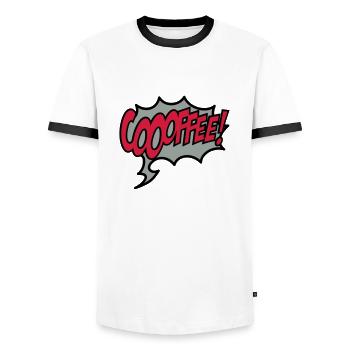 coffee - Men's Ringer Shirt - white/black - Front - AI Model Female 172 light (172cm) & AI Model Male 178 dark (178cm)