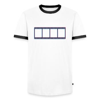 Film 3d film reel film vidéo cinéma regarder regarder - T-shirt contrasté Homme - blanc/noir - Devant - AI Model Female 172 light (172cm) & AI Model Male 178 dark (178cm)
