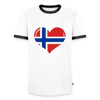 Herz Norwegen, I love Norway - Männer Kontrast-T-Shirt - Weiß/Schwarz - Vorne - AI Model Female 172 light (172cm) & AI Model Male 178 dark (178cm)