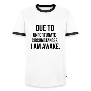I am awake - T-shirt contrasté Homme - blanc/noir - Devant - AI Model Female 172 light (172cm) & AI Model Male 178 dark (178cm)