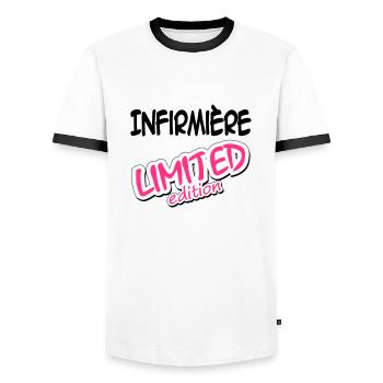 Docteur / Infirmier / Kiné / Médecin / Infirmière - Men's Ringer Shirt - white/black - Front - AI Model Female 172 light (172cm) & AI Model Male 178 dark (178cm)