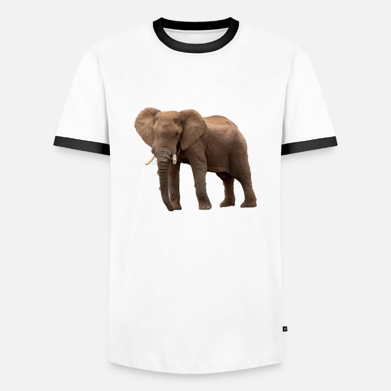 Elefant - Männer Kontrast-T-Shirt - Weiß/Schwarz