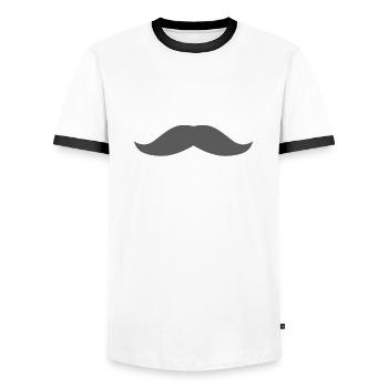Mustache 17, mustache, beard, funny beard - Men's Ringer Shirt - white/black - Front - AI Model Female 172 light (172cm) & AI Model Male 178 dark (178cm)