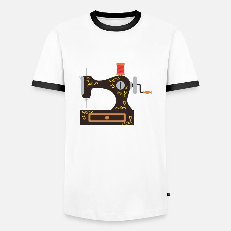 sewing machine - Men's Ringer Shirt - white/black
