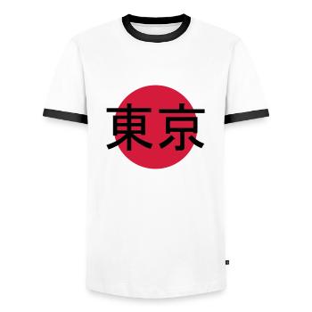 Sign Tokyo stamp - Men's Ringer Shirt - white/black - Front - AI Model Female 172 light (172cm) & AI Model Male 178 dark (178cm)