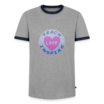 Enseigner l'amour inspirer la pâte à modeler coeur - T-shirt contrasté Homme - gris/marine  - Devant - AI Model Female 172 light (172cm) & AI Model Male 178 light (178cm)