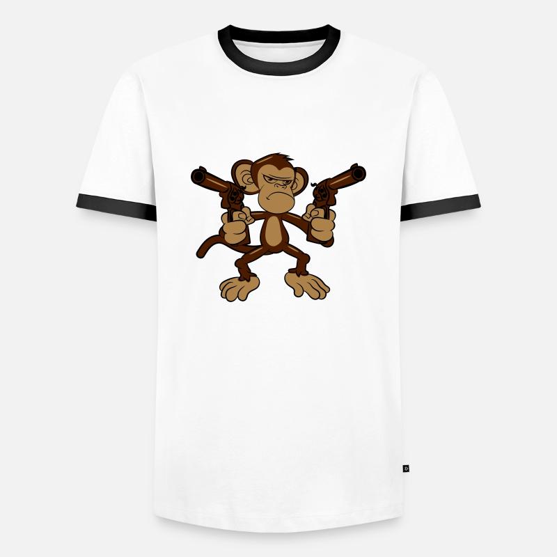 monkey pistols weapons - Men's Ringer Shirt - white/black