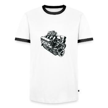 Machine Illustration - T-shirt contrasté Homme - blanc/noir - Devant - AI Model Female 172 light (172cm) & AI Model Male 178 dark (178cm)