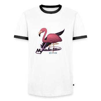 Oiseau flamenco - T-shirt contrasté Homme - blanc/noir - Devant - AI Model Female 172 light (172cm) & AI Model Male 178 dark (178cm)