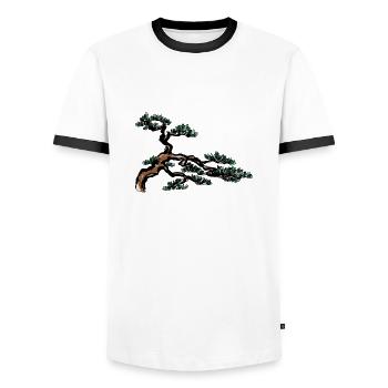 Bonsai Baum - Männer Kontrast-T-Shirt - Weiß/Schwarz - Vorne - AI Model Female 172 light (172cm) & AI Model Male 178 dark (178cm)