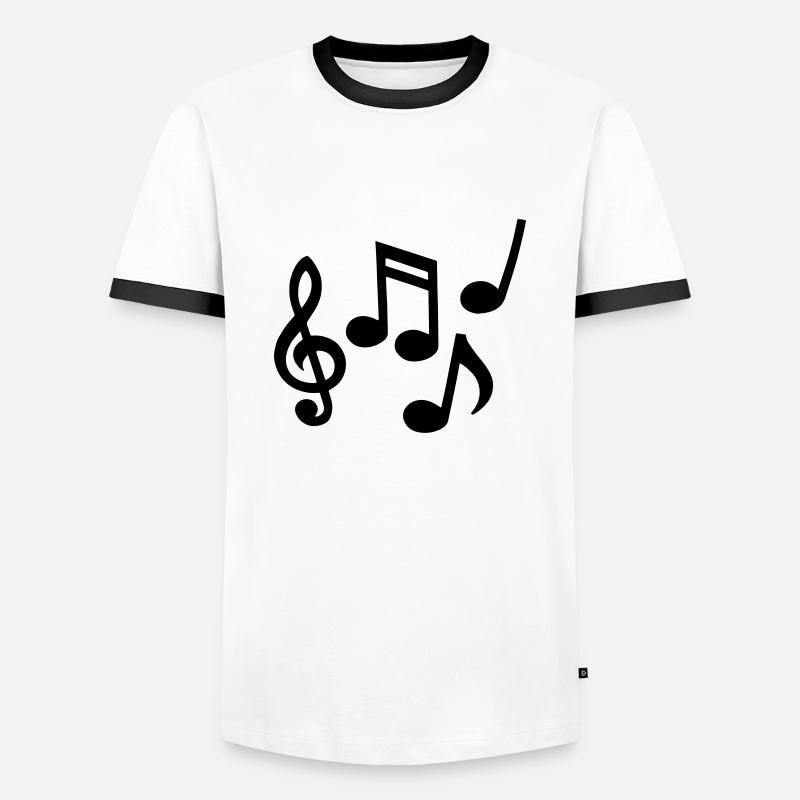 noten - Männer Kontrast-T-Shirt - Weiß/Schwarz