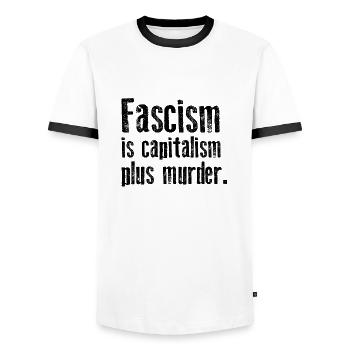Antifascisme - Le fascisme est le capitalisme plus assassiner - T-shirt contrasté Homme - blanc/noir - Devant - AI Model Female 172 light (172cm) & AI Model Male 178 dark (178cm)