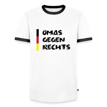 Omas gegen Rechts - schwarz rot gold - Männer Kontrast-T-Shirt - Weiß/Schwarz - Vorne - AI Model Female 172 light (172cm) & AI Model Male 178 dark (178cm)