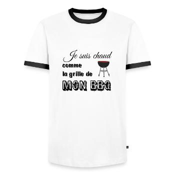Je suis chaud comme la grille de mon barbecue - T-shirt contrasté Homme - blanc/noir - Devant - AI Model Female 172 light (172cm) & AI Model Male 178 dark (178cm)