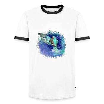 sittich ara,,vogel,graffiti,mint,blau,brush,spray - Männer Kontrast-T-Shirt - Weiß/Schwarz - Vorne - AI Model Female 172 light (172cm) & AI Model Male 178 dark (178cm)