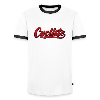 cycliste vélo rouge - T-shirt contrasté Homme - blanc/noir - Devant - AI Model Female 172 light (172cm) & AI Model Male 178 dark (178cm)