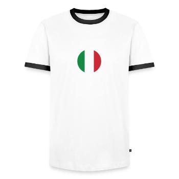 Italia 2020 Italy Football Team 2021 - Men's Ringer Shirt - white/black - Front - AI Model Female 172 light (172cm) & AI Model Male 178 dark (178cm)