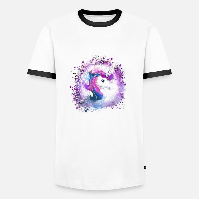 einhorn ,kopf, rosa,pferd, graffiti,malerei - Männer Kontrast-T-Shirt - Weiß/Schwarz