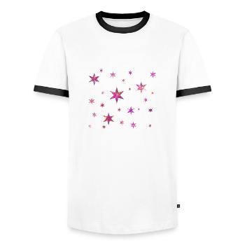 Funny Brillante Glitzer Sterne - Männer Kontrast-T-Shirt - Weiß/Schwarz - Vorne - AI Model Female 172 light (172cm) & AI Model Male 178 dark (178cm)