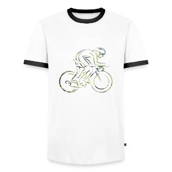 Cycling - Men's Ringer Shirt - white/black - Front - AI Model Female 172 light (172cm) & AI Model Male 178 dark (178cm)