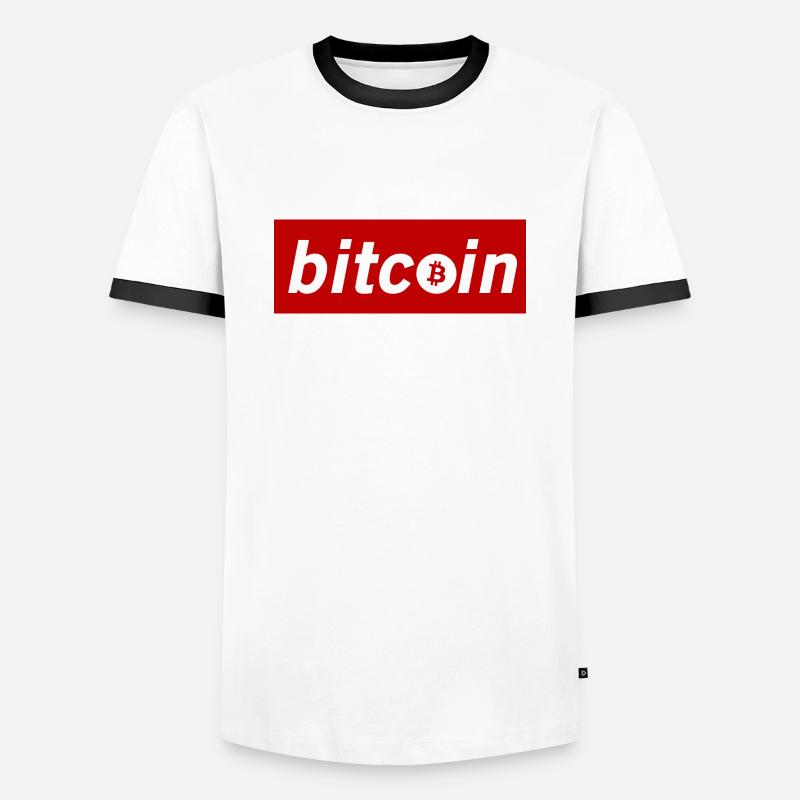 bitcoin - Bitcoin Logo Rot - Männer Kontrast-T-Shirt - Weiß/Schwarz
