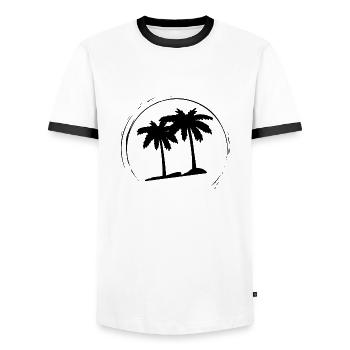 Palmen - Männer Kontrast-T-Shirt - Weiß/Schwarz - Vorne - AI Model Female 172 light (172cm) & AI Model Male 178 dark (178cm)