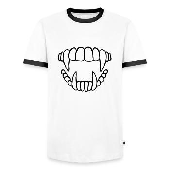 Concevoir des dents de vampire - T-shirt contrasté Homme - blanc/noir - Devant - AI Model Female 172 light (172cm) & AI Model Male 178 dark (178cm)