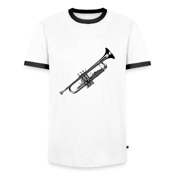 Trumpet - Men's Ringer Shirt - white/black - Front - AI Model Female 172 light (172cm) & AI Model Male 178 dark (178cm)