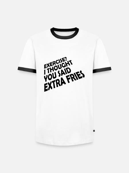 Exercise Extra Fries Quote - Men's Ringer Shirt - white/black