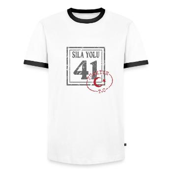 Kocaeli - Männer Kontrast-T-Shirt - Weiß/Schwarz - Vorne - AI Model Female 172 light (172cm) & AI Model Male 178 dark (178cm)