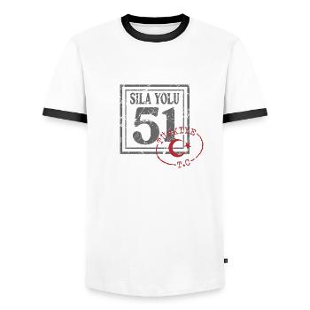 Niğde - Männer Kontrast-T-Shirt - Weiß/Schwarz - Vorne - AI Model Female 172 light (172cm) & AI Model Male 178 dark (178cm)