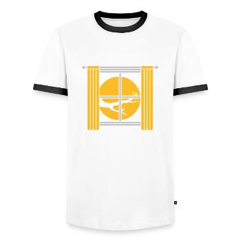 Home View Moon Night - Men's Ringer Shirt - white/black - Front - AI Model Female 172 light (172cm) & AI Model Male 178 dark (178cm)