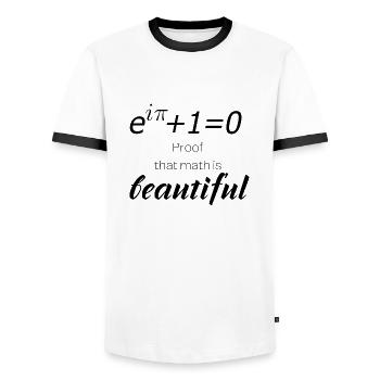 Euler's Identity - Männer Kontrast-T-Shirt - Weiß/Schwarz - Vorne - AI Model Female 172 light (172cm) & AI Model Male 178 dark (178cm)