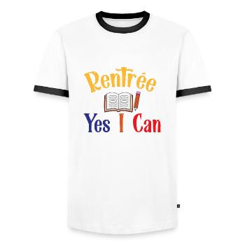 Back to school - Men's Ringer Shirt - white/black - Front - AI Model Female 172 light (172cm) & AI Model Male 178 dark (178cm)