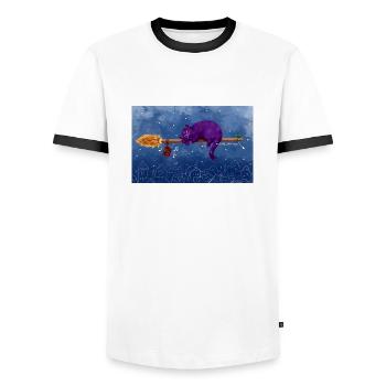 Chat volant - T-shirt contrasté Homme - blanc/noir - Devant - AI Model Female 172 light (172cm) & AI Model Male 178 dark (178cm)