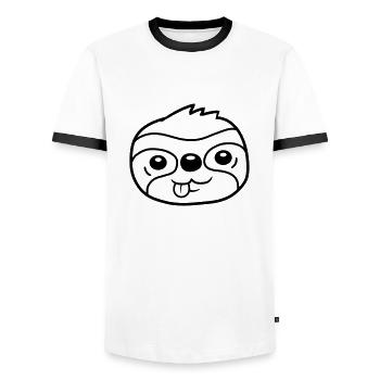 Kopf Faultier Comic chillen - Männer Kontrast-T-Shirt - Weiß/Schwarz - Vorne - AI Model Female 172 light (172cm) & AI Model Male 178 dark (178cm)