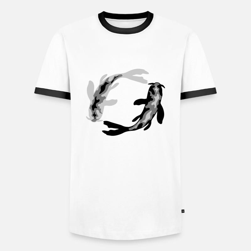 Circle Design 2 Koi - Men's Ringer Shirt - white/black