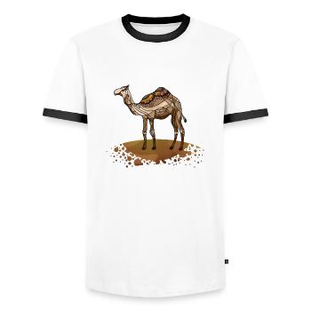 Chameau - T-shirt contrasté Homme - blanc/noir - Devant - AI Model Female 172 light (172cm) & AI Model Male 178 dark (178cm)