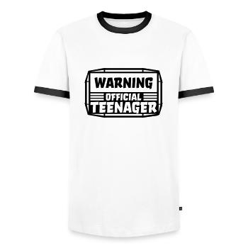 avertissement citation officielle d’adolescent - T-shirt contrasté Homme - blanc/noir - Devant - AI Model Female 172 light (172cm) & AI Model Male 178 dark (178cm)